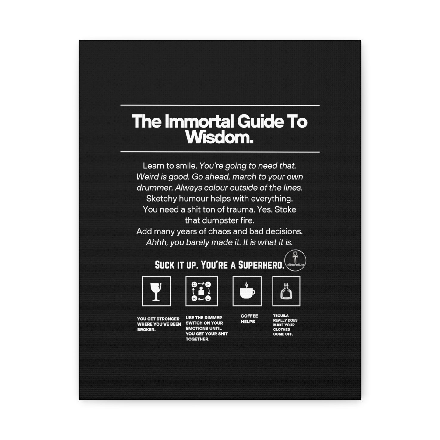 Canvas Gallery Wraps Motivational Quotes, The Immortal Guide To Wisdom, COA Series Merch