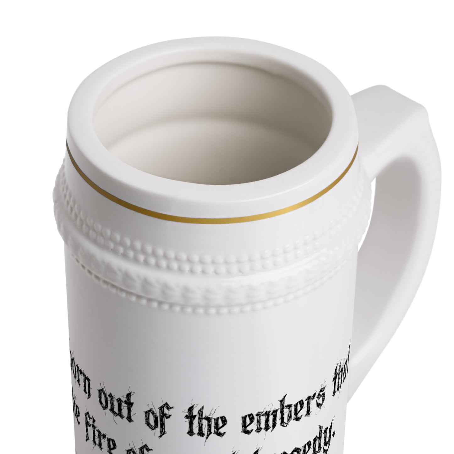 All heroes are born out of the embers that linger after the fire of great tragedy Stein Mug