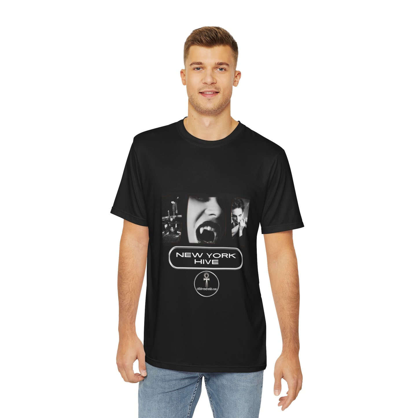 Men's Polyester Tee (AOP) New York Hive Merch 2024 Book Release. Chil;dren Of Ankh Universe