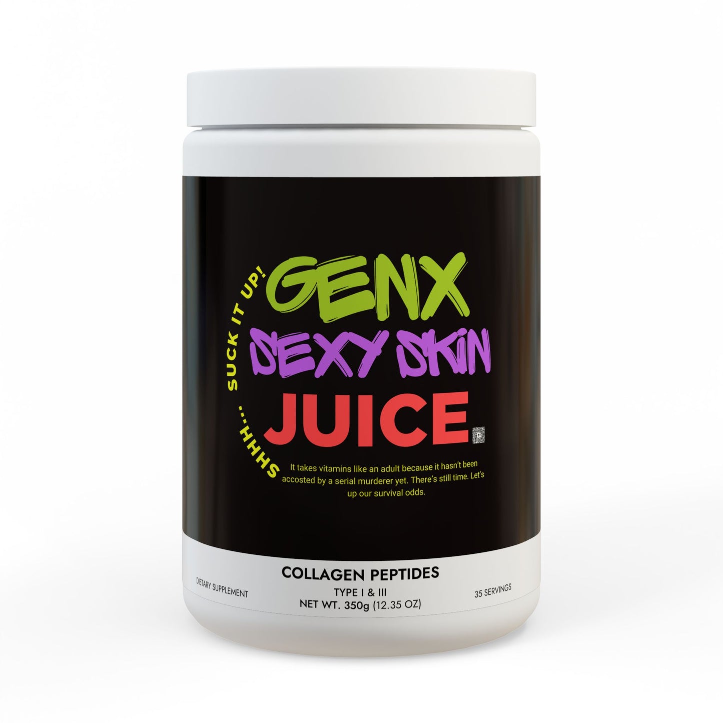 Collagen Peptides Type I & III Supplement (350g, 12.3oz) Gen X Sexy Skin Juice. Because you haven't been acosted by a serial murderer yet, but there's still time.