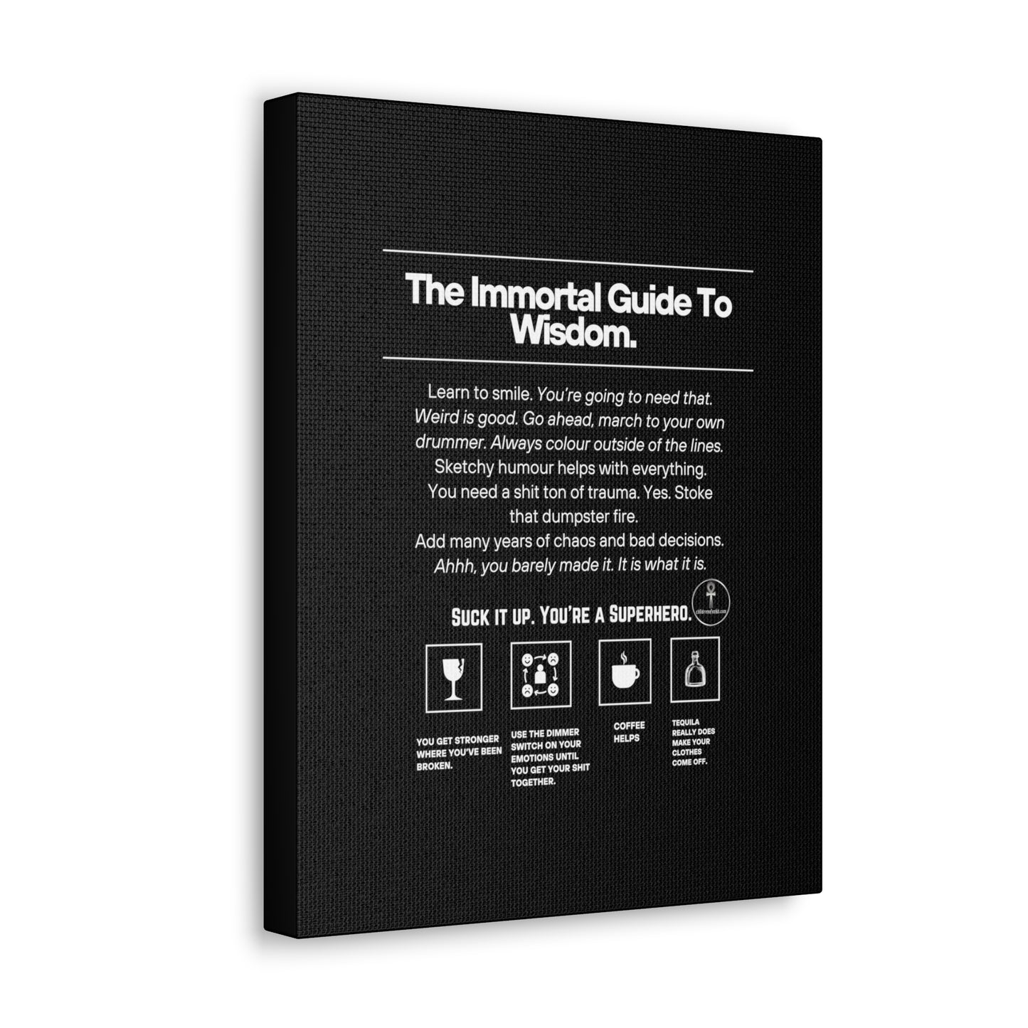 Canvas Gallery Wraps Motivational Quotes, The Immortal Guide To Wisdom, COA Series Merch